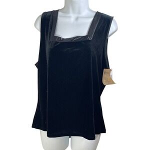 Romantic Black Velvet Square Neck Tank Top XL NWT Sleepwear Loungewear y2k